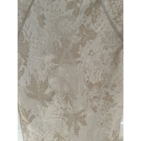 Lululemon Womens Beige Canada Maple Leaf Short Sleeve Performance Shirt - Picture 6 of 7